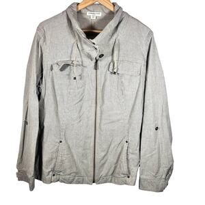 Coldwater Creek Shaped Striped Utility Full Zip Jacket Size W18